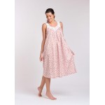 Arabella Nightie | V Neck Long Pink Floral 100% Pure Cotton Voile